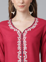 Thumbnail for Khushal K Floral Embroidered Kurta with Palazzos - Distacart