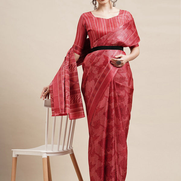 Saree Mall Red & White Ethnic Motifs Art Silk Saree - Distacart