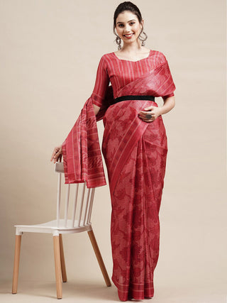 Saree Mall Red & White Ethnic Motifs Art Silk Saree - Distacart