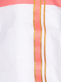 Thumbnail for Sethukrishna Men White & Pink Solid Cotton Dhoti - Distacart