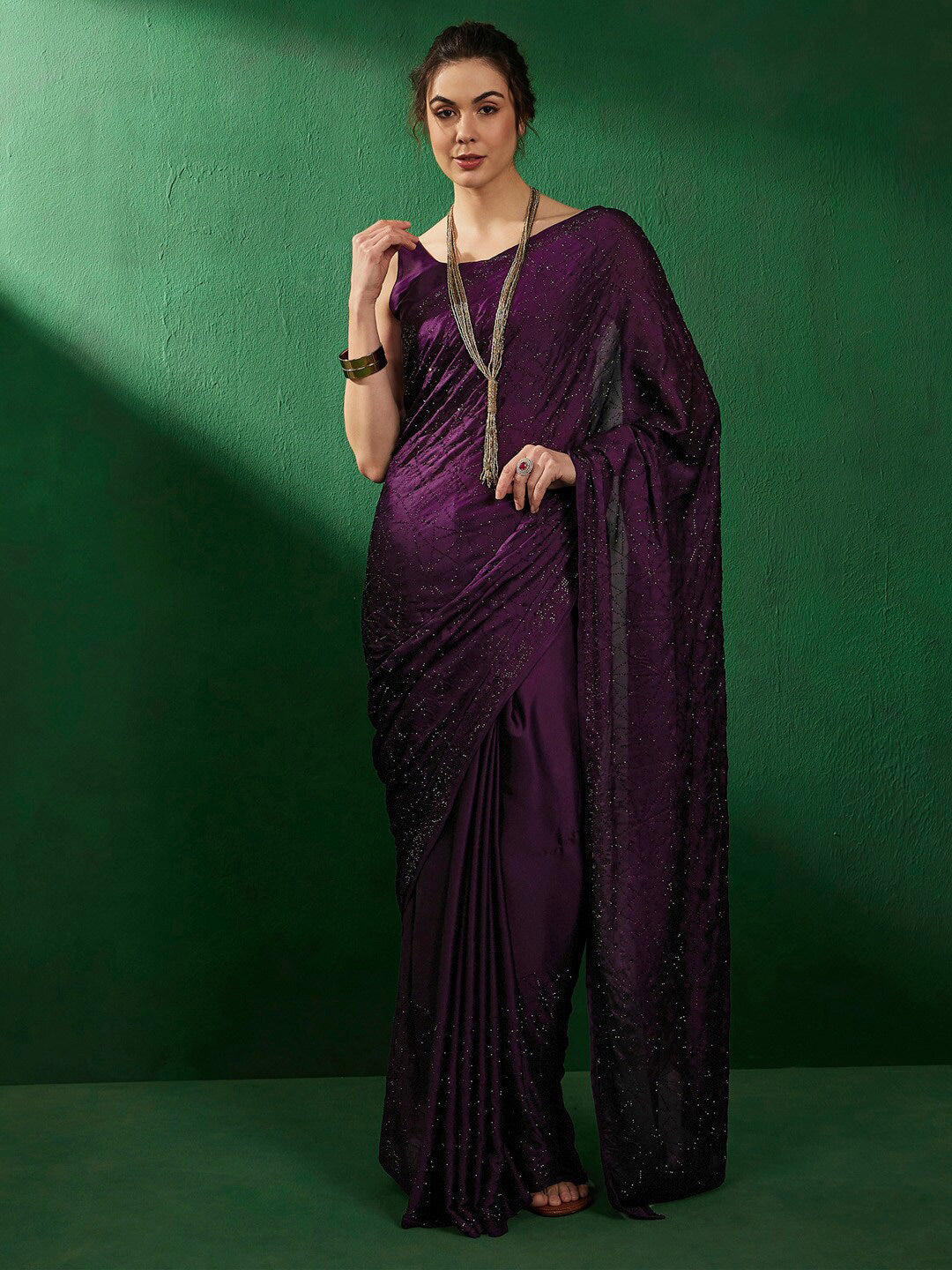 Sangria Embellished Beads and Stones Sarees - Distacart