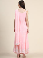 Thumbnail for Kalini Women Pink Floral Embroidered Mirror Work Kurta with Palazzos & With Dupatta - Distacart