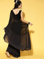 Thumbnail for Saree Mall Black Solid Saree - Distacart