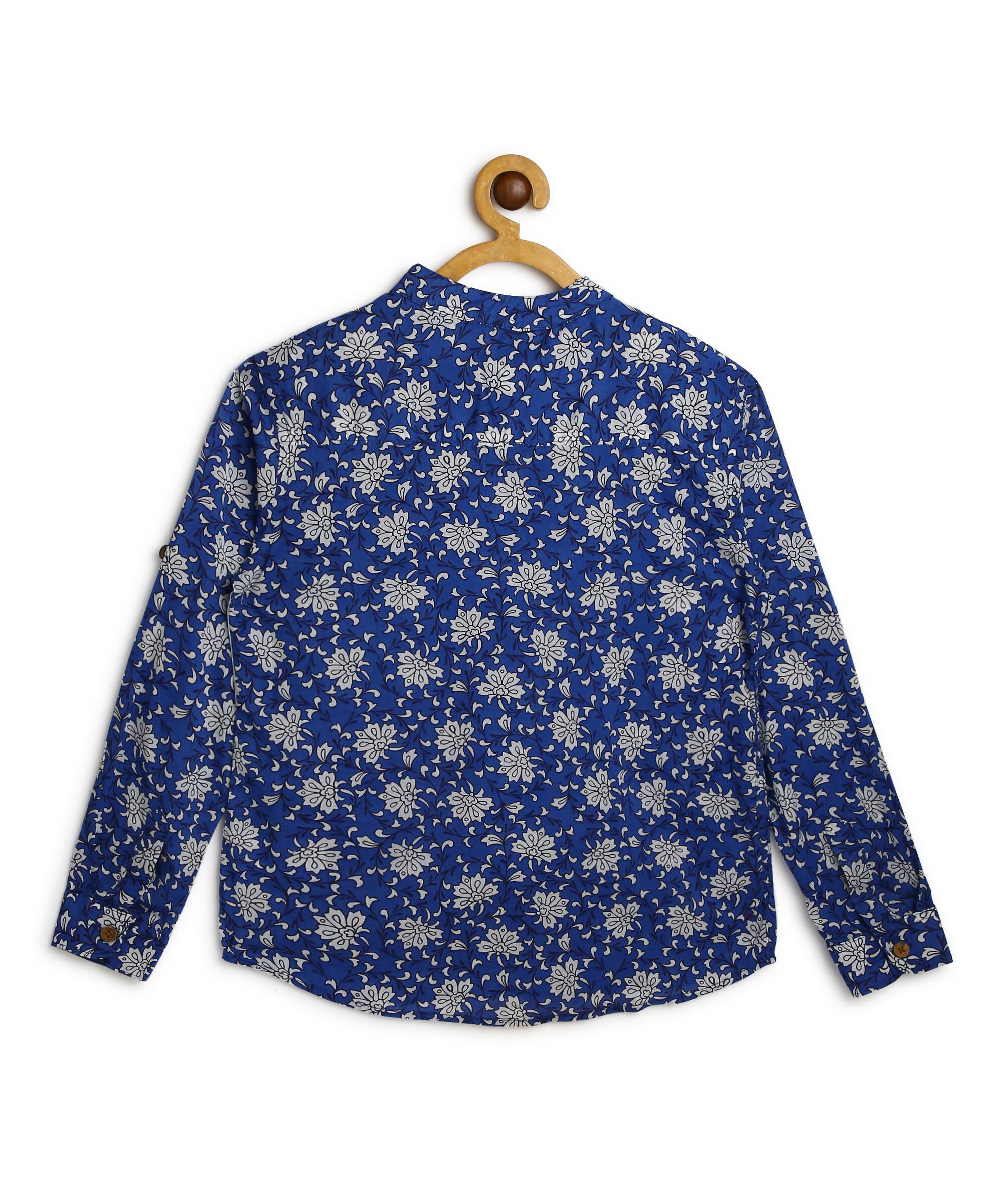 Manet Boys Full Sleeves Flower Printed Ethnic Shirt - Blue - Distacart