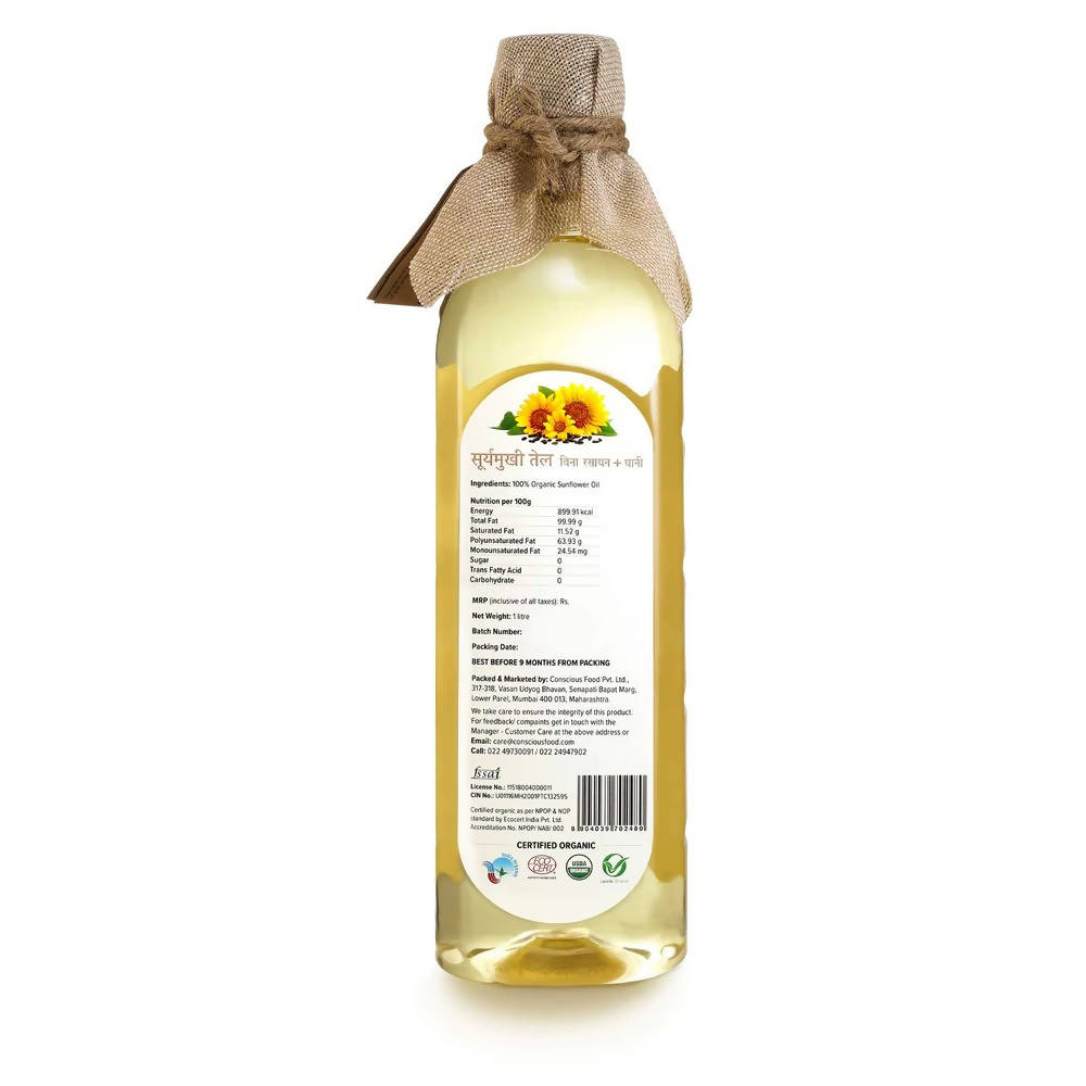 Conscious Food Organic Sunflower Cold Pressed Oil