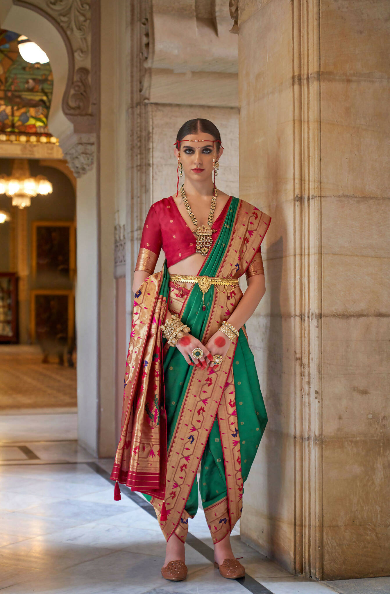 Jewel Green Soft V.P. Silk Magnum Finish, Weaving, Golden Zari Paithani Silk Saree - Rath Kadampalli - Distacart