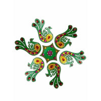 Thumbnail for Beautiful peacock Shaped Kundan Rangoli Design Green color For Floor Decoration and Pooja Decoration - Distacart