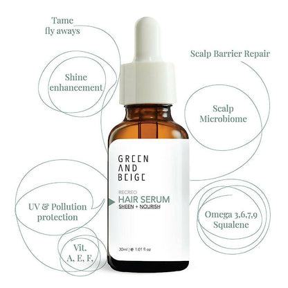 Green And Beige Recreo Sheen + Nourish Hair Serum - Distacart