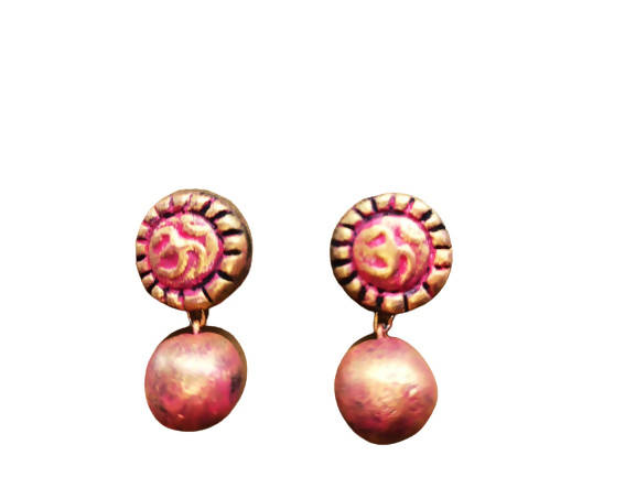 Terracotta Stud With Round Drop Earrings