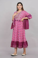 Thumbnail for House of RP Women's Pink Cotton Kurta & Dupatta Set - Distacart