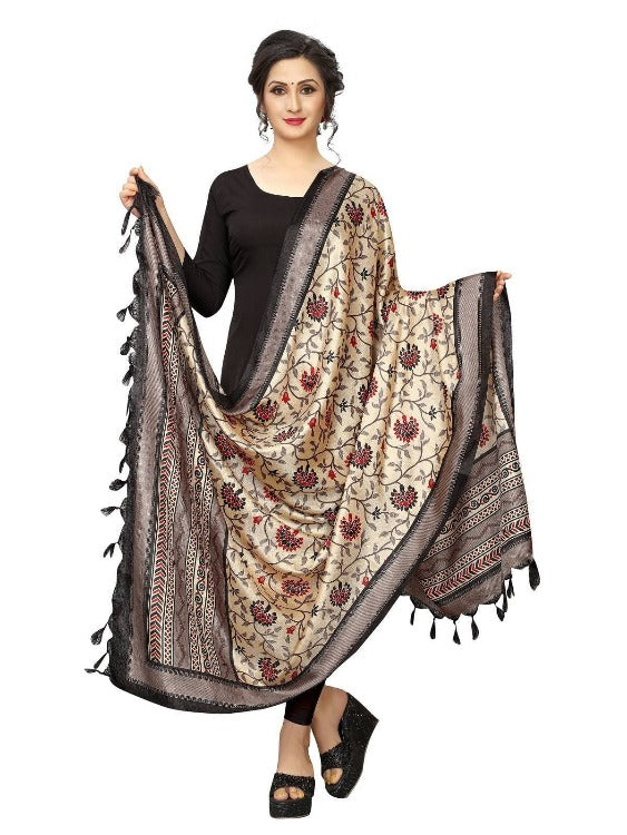Vamika Black Printed Khadi Bhagalpuri Dupatta