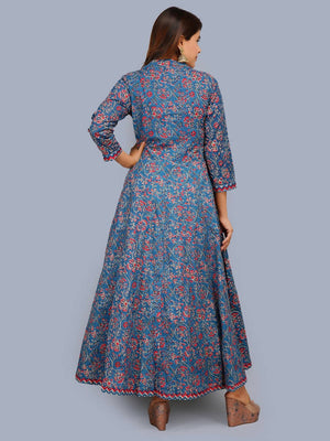 Shehnai Blue Anarkali Double Dress With Matching Printed Dupatta