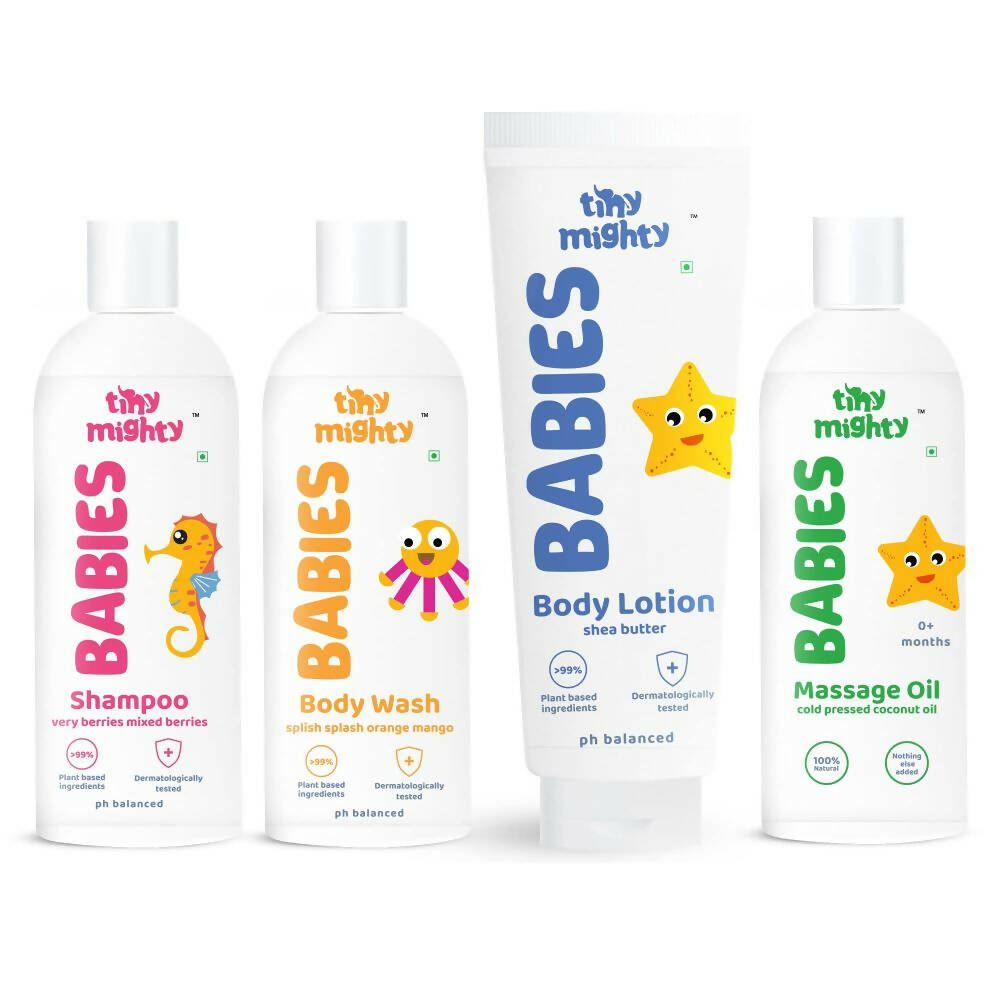 Tiny Mighty Baby Body Wash, Lotion, Shampoo And Massage Oil Combo - Distacart