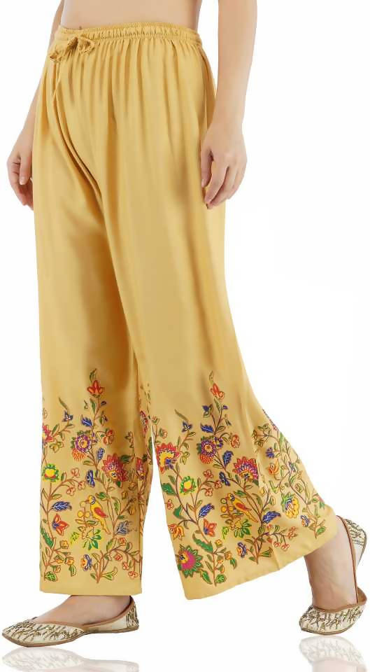 Mominos Fashion Golden Floral Design Palazzo