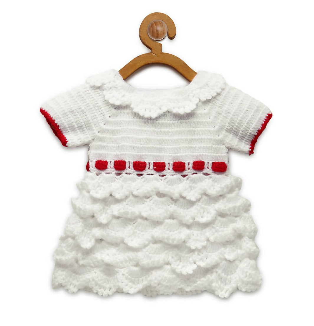 Chutput Kids Cinderella Design Solid Wool Frock - White - Distacart