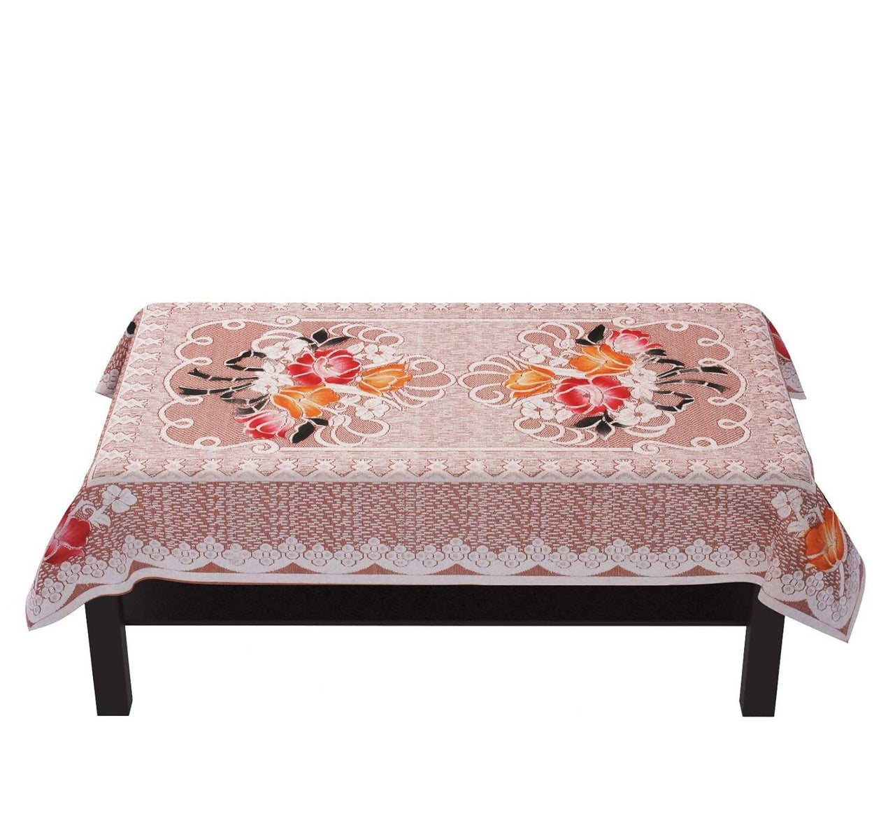 Yellow Weaves Cotton Floral Designer Rectangular Center 4 Seater Table Cover - Distacart