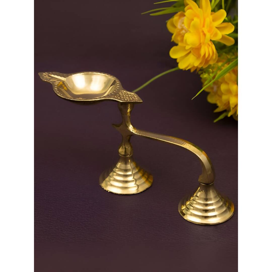 Spillbox Gold-Toned Brass Face Diya Pooja Essential - Distacart