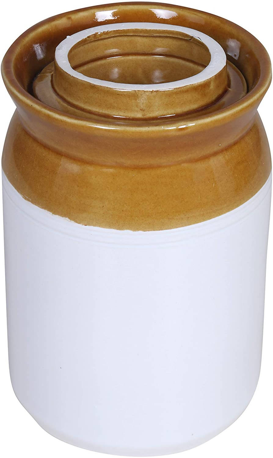 Raj Royal Cream Pottery Hand Painted Ceramic Cornichon Storage Jar for Pickle - Distacart