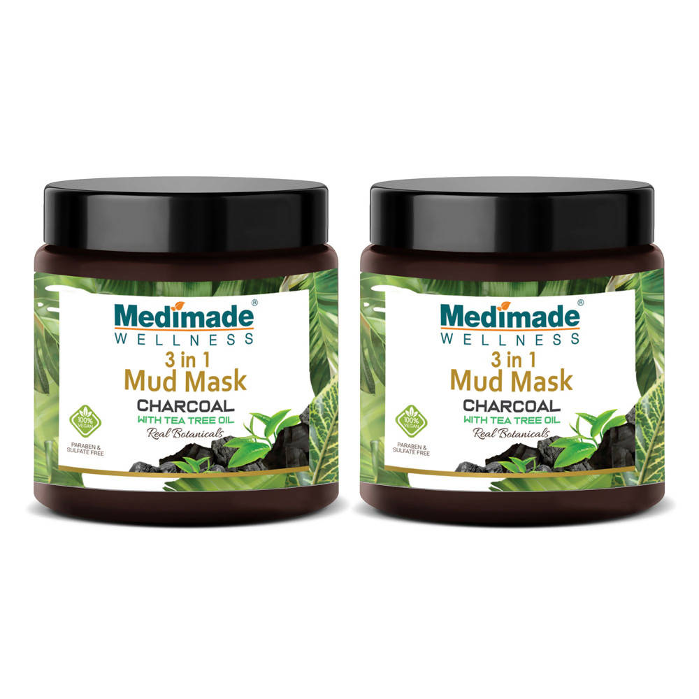Medimade Wellness 3 in 1 Mud Mask Charcoal with Tea Tree Oil