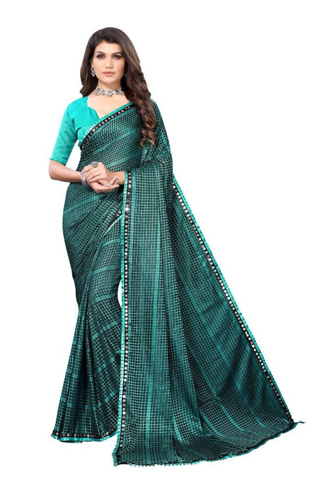 Vamika Rama Green Lycra Knitted Saree