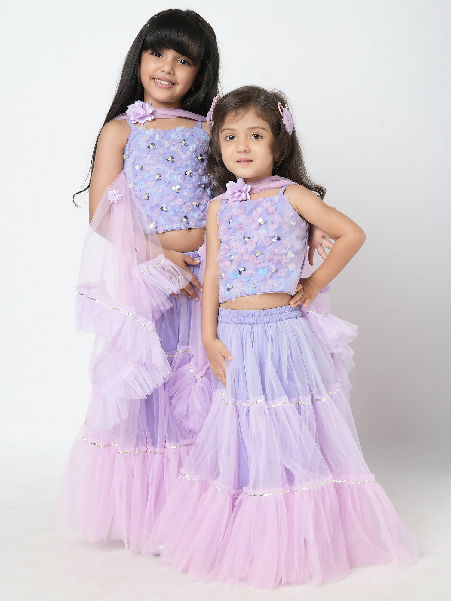 Lil Drama Girls Choli Ghaghra With Dupatta Set - Lavender - Distacart
