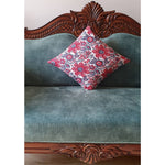 Thumbnail for The Decor Nook Red And Blue Floral Print Cushion Cover - Distacart