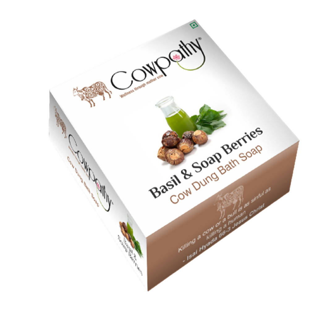 Cowpathy Basil & Soap Berries Cow Dung Bath Soap (75gms)