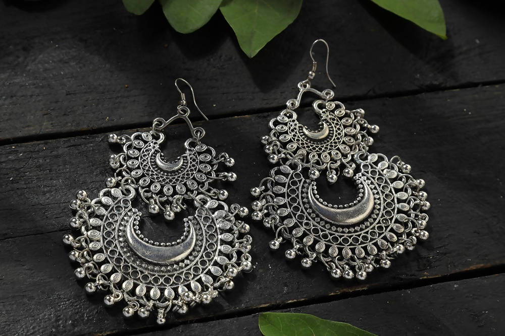 Mominos Fashion Johar Kamal Silver-Plated Chandbali Earrings For Women - Distacart