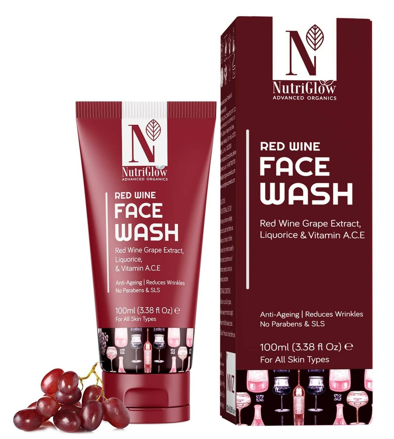 NutriGlow Advanced Organics Red Wine Face Wash - Distacart