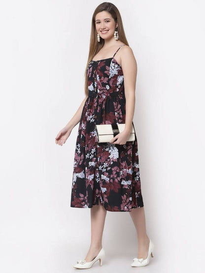 Myshka Multi Color Crepe Printed Dress