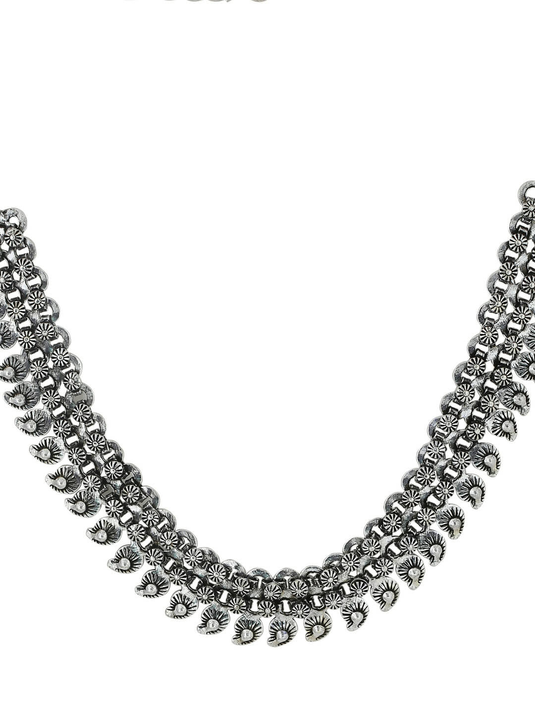 NVR Women Silver-Plated Oxidised Necklace - Distacart