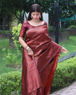 Thumbnail for DEIANA'S Beautiful Golden Jari with New Design Soft Lichi Silk Saree - Maroon - Distacart