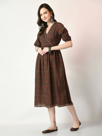 Myshka Women's Multi Empire Printed Dress - Distacart