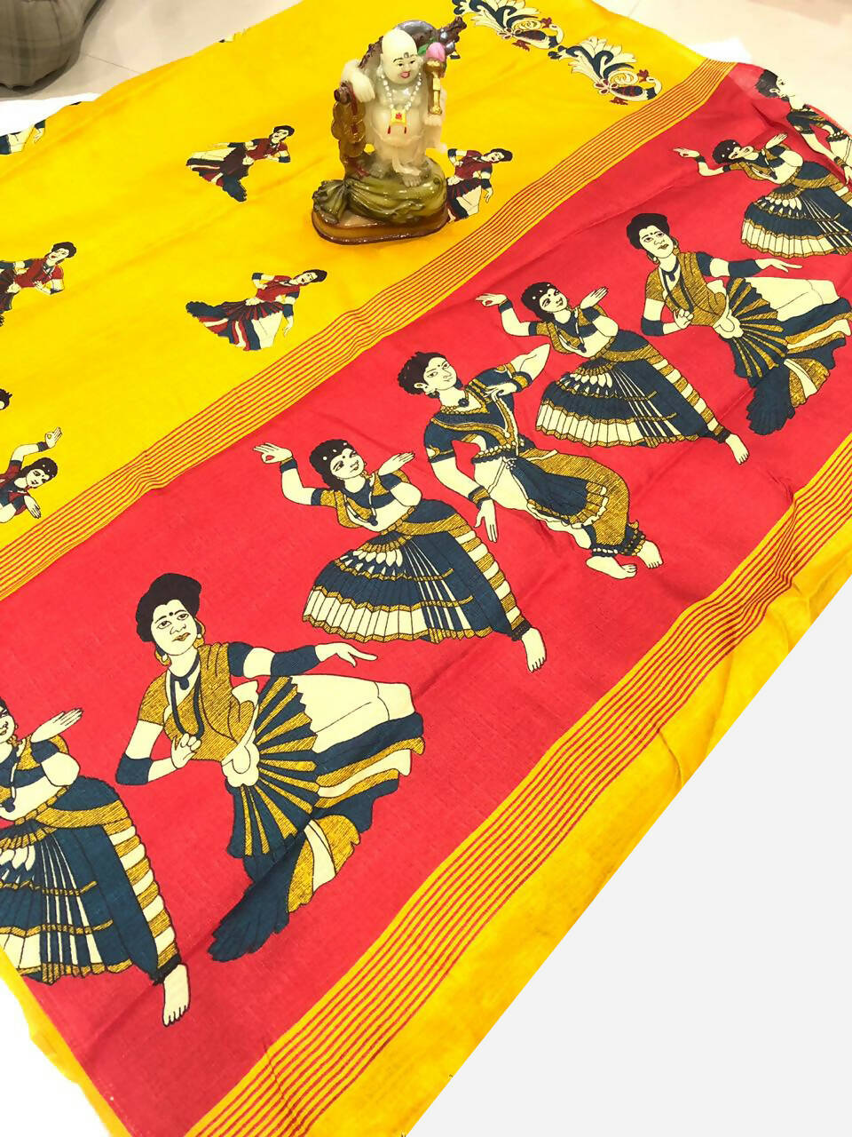 Vamika Latest Fashion Yellow Kalamkari With Jhalar Khadi Silk Saree - Distacart