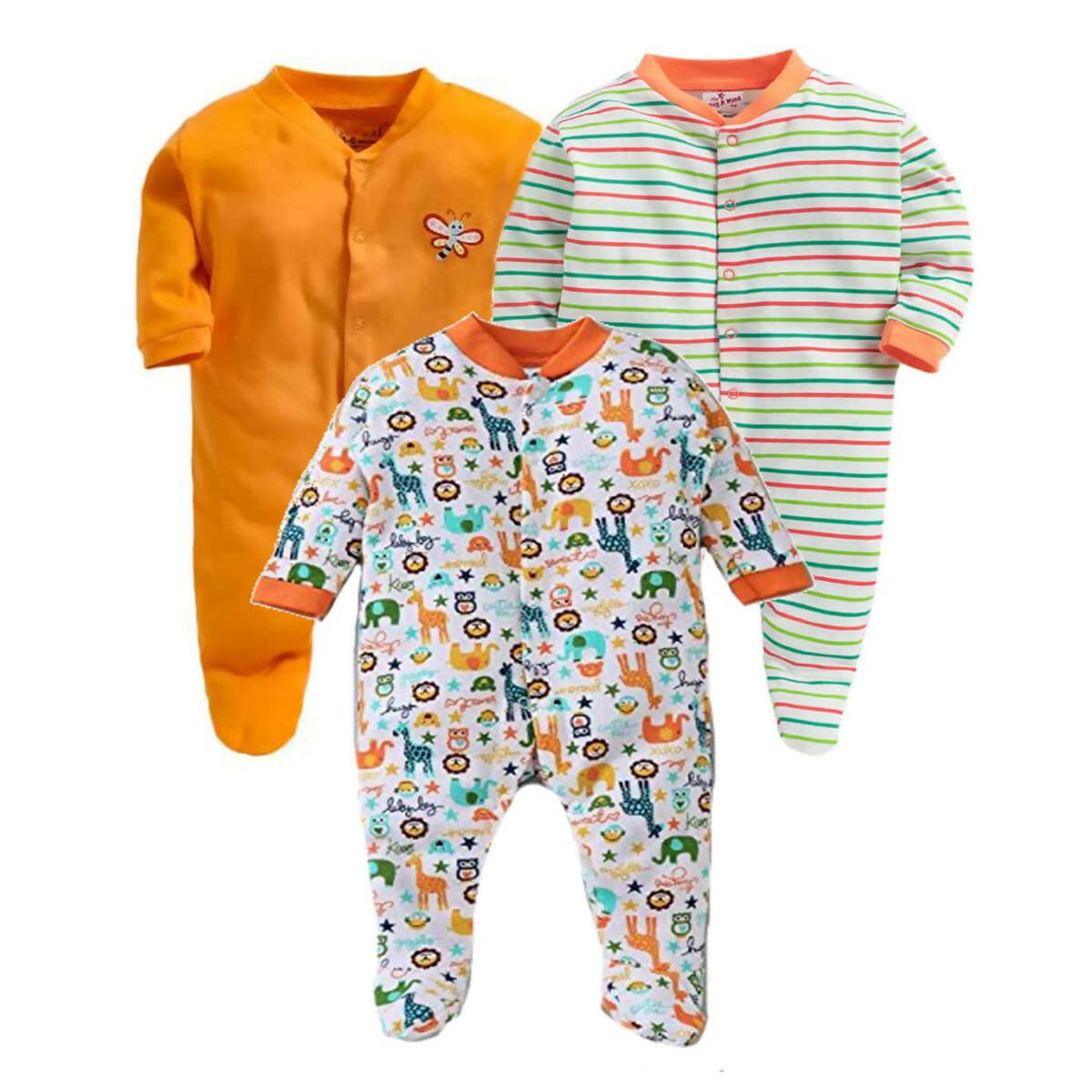 Daddy - G Rompers/Sleepsuits/Jumpsuit /Night Suits for New Born Babies - Orange - Distacart
