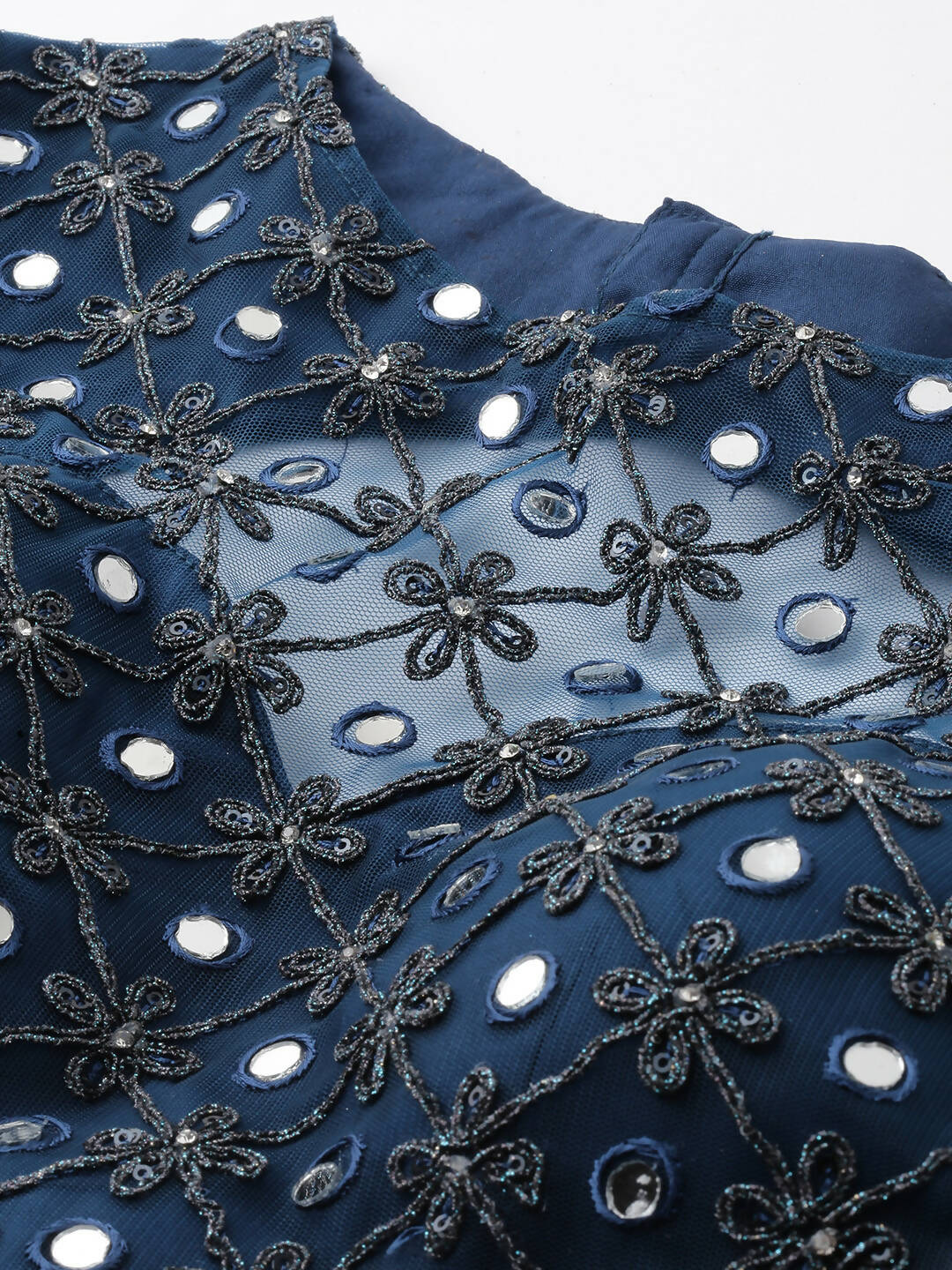 House of Panchhi Navy Blue Net Semi Stitched Coding, Sequins and Mirror work Lehenga Choli - Distacart