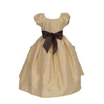 Thumbnail for Asmaani Baby Girl's Gold Color Satin A-Line Maxi Full Length Dress (AS-DRESS_22028) - Distacart