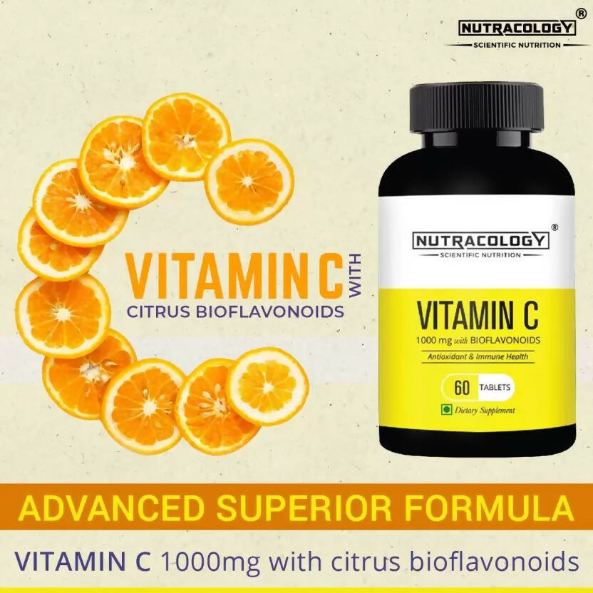 Nutracology Vitamin C 1000mg with Citrus Bioflavonoids for Immunity & Glowing Skin Tablets - Distacart