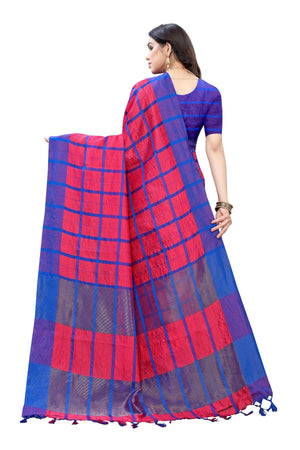 Vamika Pink Cotton Silk Weaving Saree (SATURN PINK) - Distacart