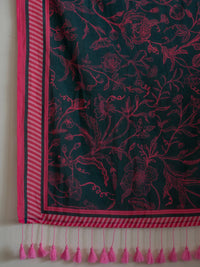 Thumbnail for Suta Navy Blue Floral Pure Cotton Saree - Distacart