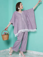 Thumbnail for Women Republic Purple Cotton Kafttan With Palazzo - Distacart