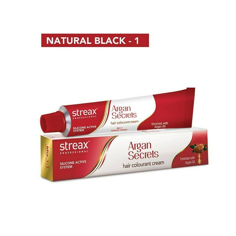 Streax Professional Argan Secrets Hair Colourant Cream - Natural Black 1 - Distacart