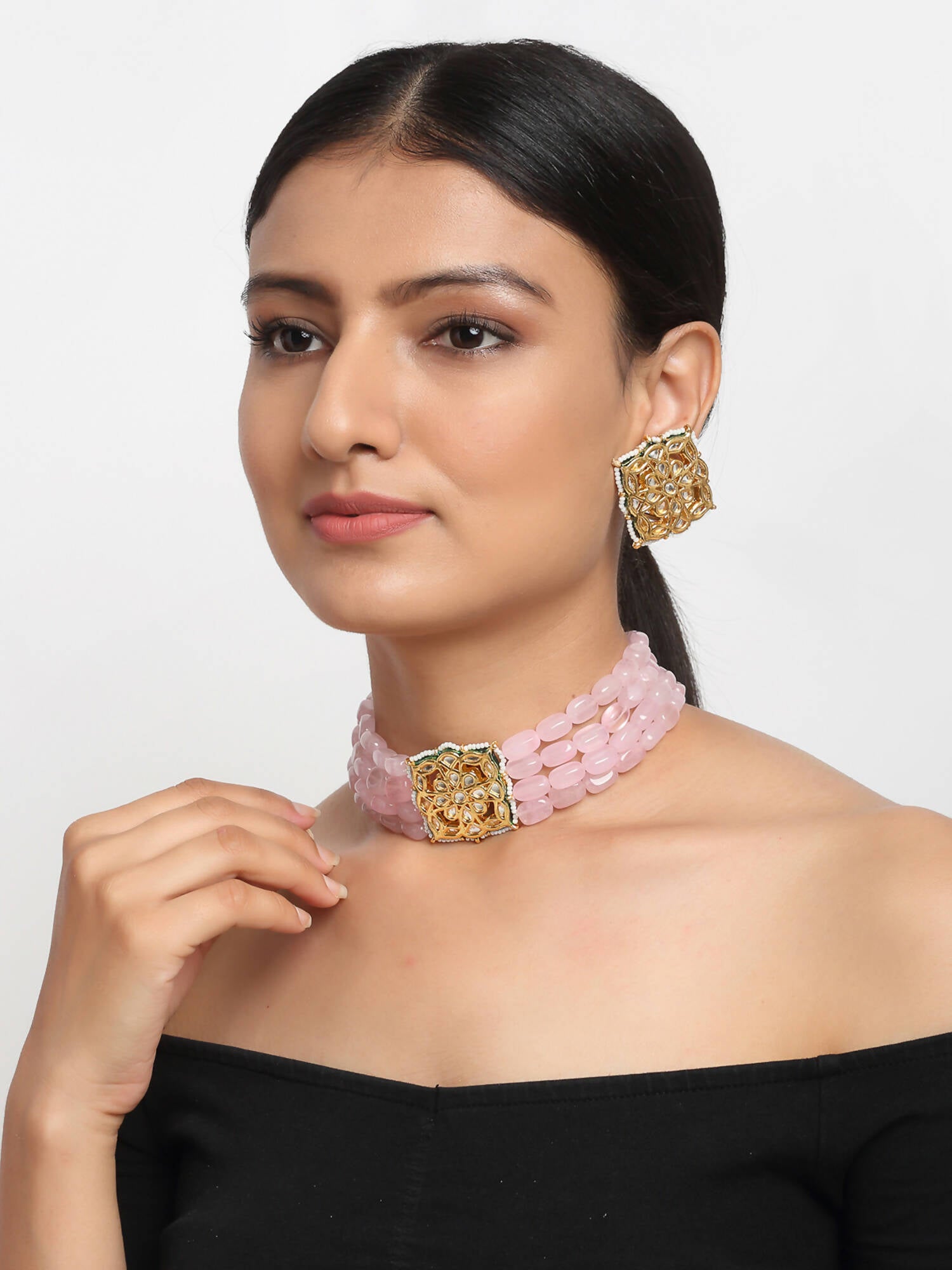 Kundan Choker With Studs - Ruby Raang - Distacart