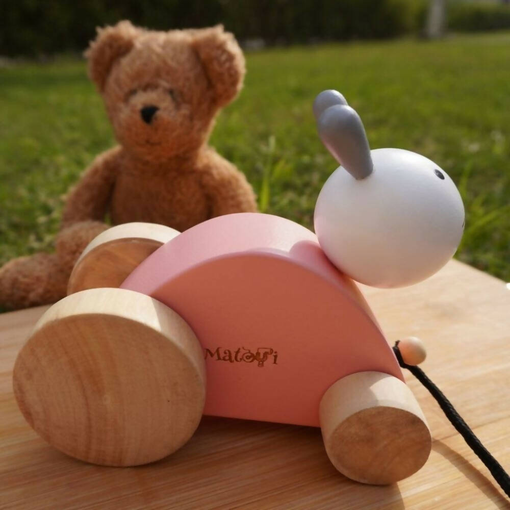 Matoyi Rabbit Wooden Pull Along Toy For Kids - Distacart