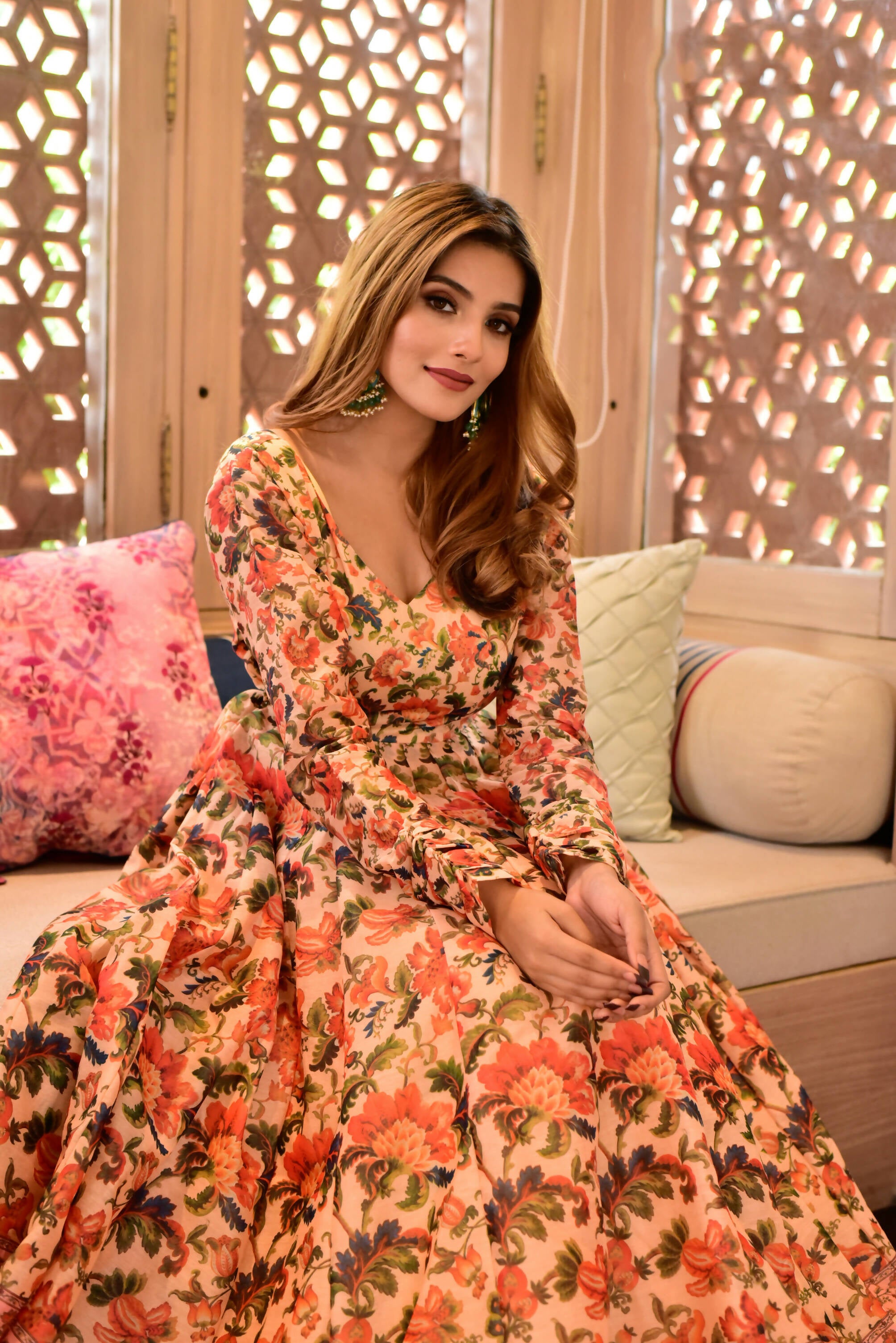 Casual Designer Multi Cotton Silk Gown - Anbazaar - Distacart