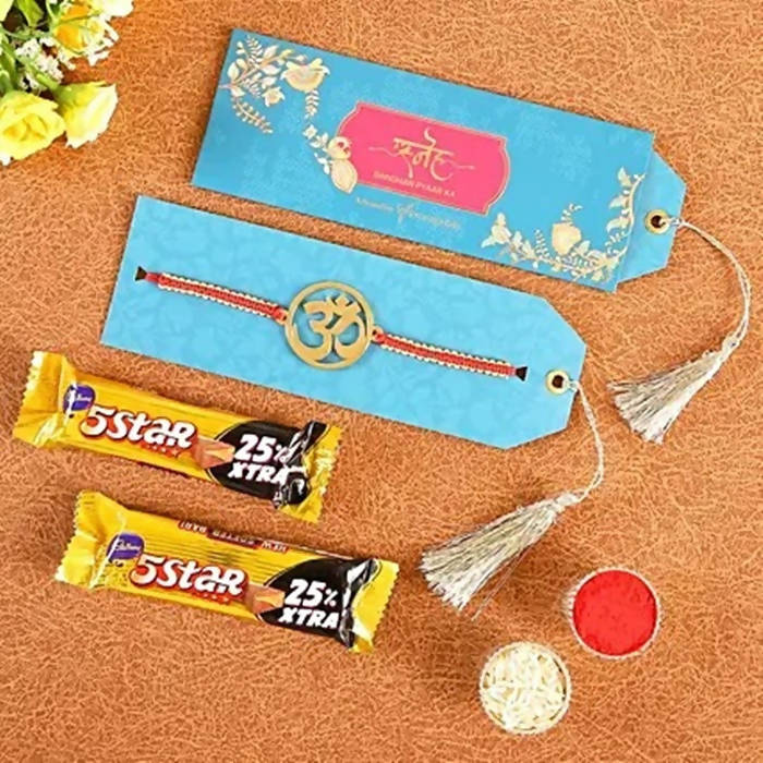 Ethnic Om Metal Rakhi & Cadbury 5 Star Chocolates - Distacart