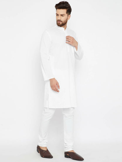 Even Apparels Band Collar White Pure Cotton Men's Kurta - Distacart