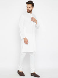 Thumbnail for Even Apparels Band Collar White Pure Cotton Men's Kurta - Distacart