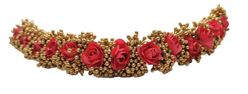 Red & Gold Bridal Hair Gajra