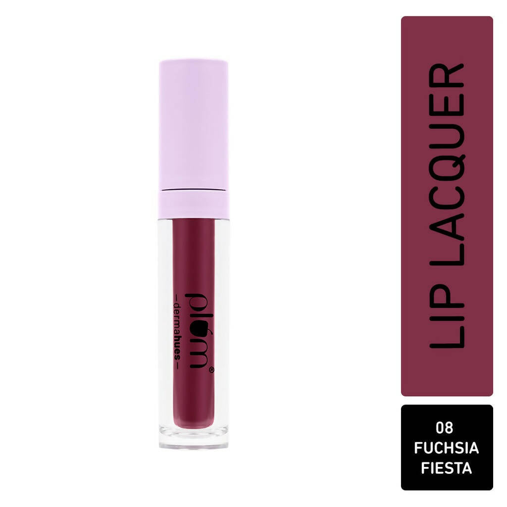 Plum Glassy Glaze Lip Lacquer 3-in-1 Lipstick + Lip Balm + Gloss 08 Fuchsia Fiesta - Distacart